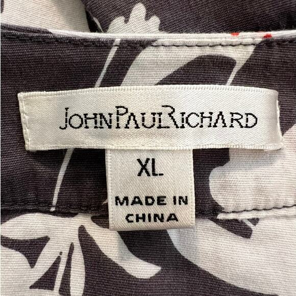 John Paul Richard Blouse in Gray White Red Floral Print Halter Neckline Size XL - Picture 4 of 6